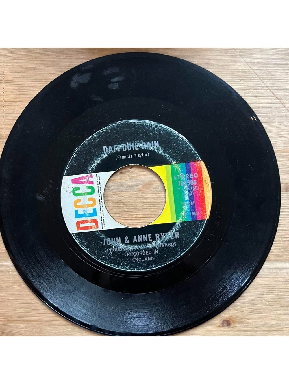 John and Anne Ryder - Daffodil Rain/I still Believe in Tomorrow 45rpm VG+ R13